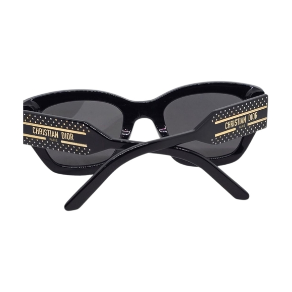 DIOR SUNGLASSES Elegant Black and Gold Studded 100% authentic NEW - Picture 4 of 10